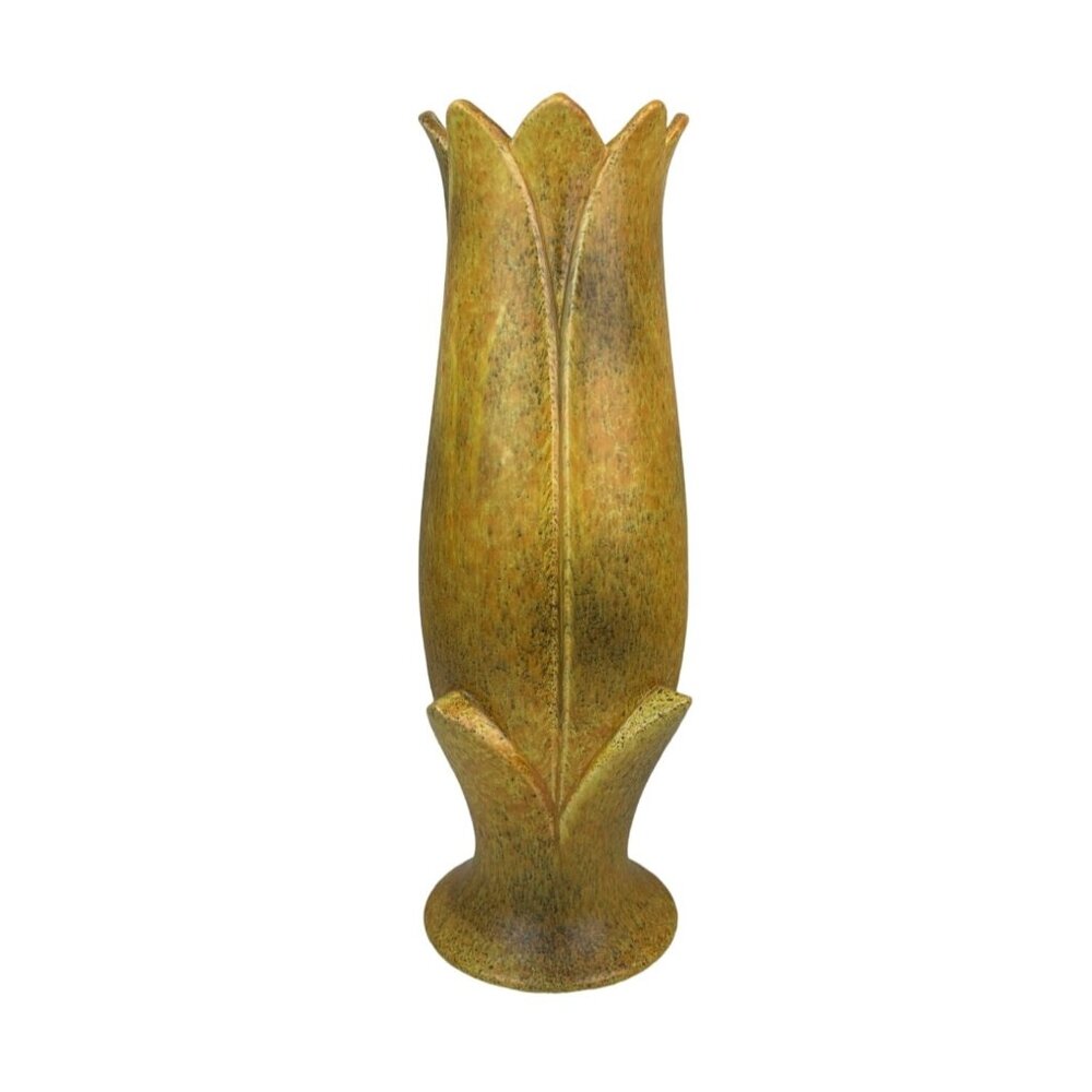 Vintage Mid-Century ROYAL HAEGER Yellow Tall Tulip Pottery Vase Statement Decor